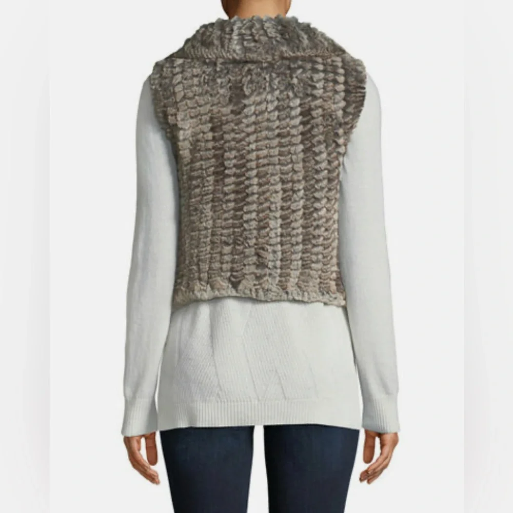 Bagatelle $200 Bloomie’s Heritage Grey Scalloped Faux Fur Draped Vest M P2P 19”